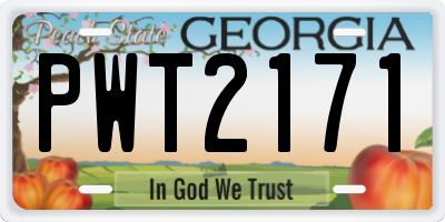 GA license plate PWT2171