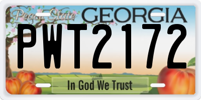 GA license plate PWT2172