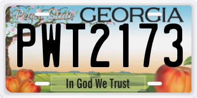 GA license plate PWT2173