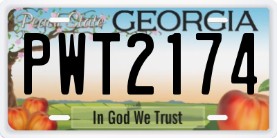 GA license plate PWT2174