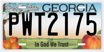 GA license plate PWT2175