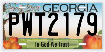 GA license plate PWT2179