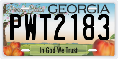 GA license plate PWT2183