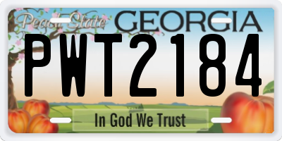GA license plate PWT2184