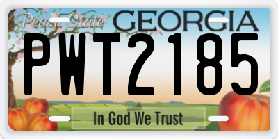 GA license plate PWT2185