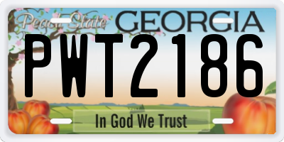 GA license plate PWT2186