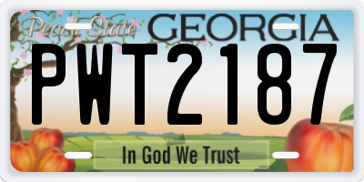 GA license plate PWT2187