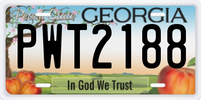 GA license plate PWT2188