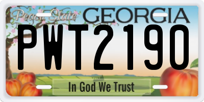 GA license plate PWT2190