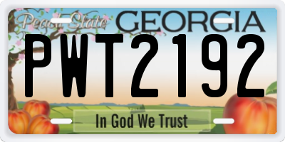 GA license plate PWT2192