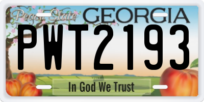 GA license plate PWT2193