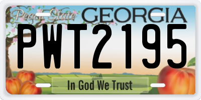 GA license plate PWT2195