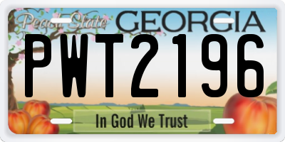 GA license plate PWT2196