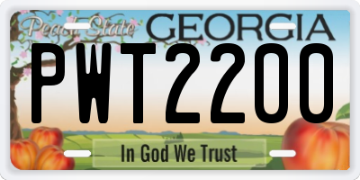 GA license plate PWT2200