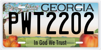 GA license plate PWT2202