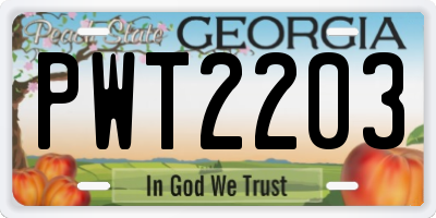 GA license plate PWT2203