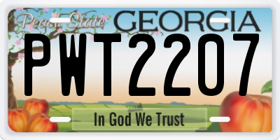 GA license plate PWT2207