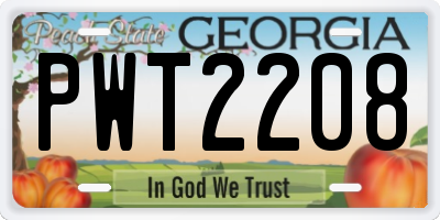 GA license plate PWT2208