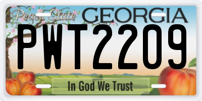 GA license plate PWT2209