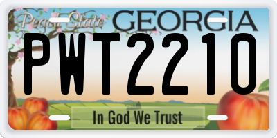 GA license plate PWT2210