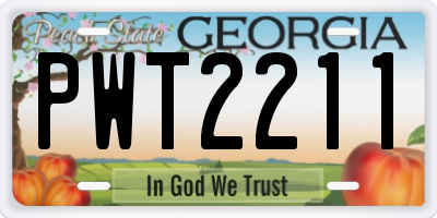 GA license plate PWT2211