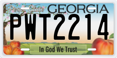 GA license plate PWT2214