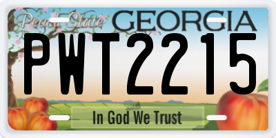 GA license plate PWT2215