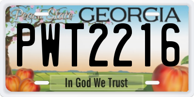 GA license plate PWT2216