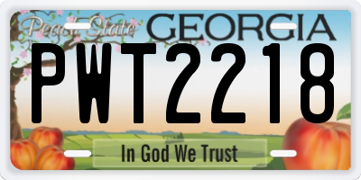 GA license plate PWT2218