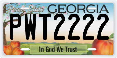 GA license plate PWT2222