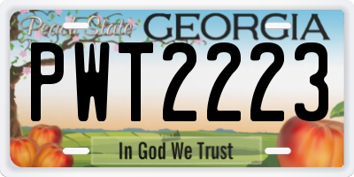 GA license plate PWT2223
