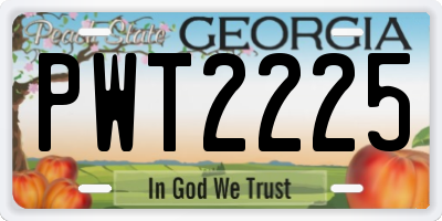 GA license plate PWT2225