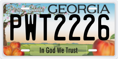 GA license plate PWT2226
