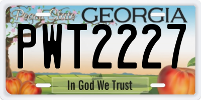 GA license plate PWT2227