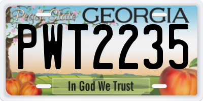 GA license plate PWT2235
