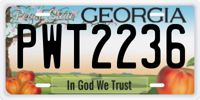 GA license plate PWT2236