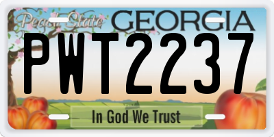 GA license plate PWT2237