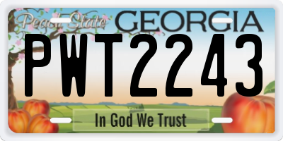 GA license plate PWT2243
