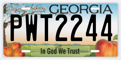 GA license plate PWT2244