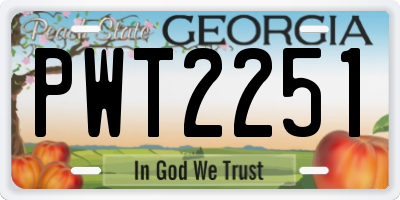 GA license plate PWT2251