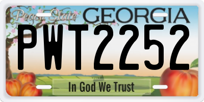 GA license plate PWT2252