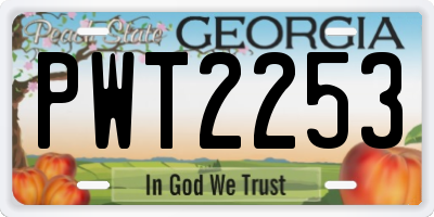 GA license plate PWT2253