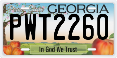 GA license plate PWT2260