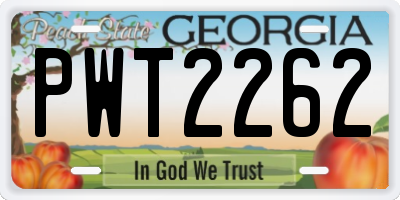 GA license plate PWT2262