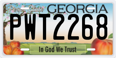GA license plate PWT2268