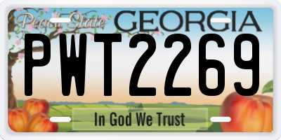 GA license plate PWT2269