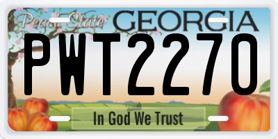 GA license plate PWT2270