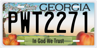 GA license plate PWT2271