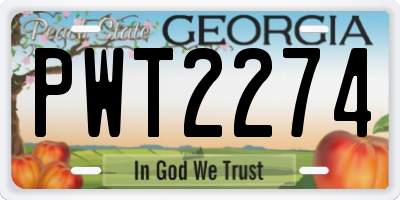 GA license plate PWT2274