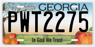 GA license plate PWT2275